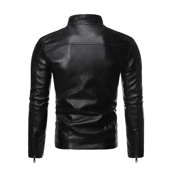 Men’s Austin Stand Collar Biker Leather Jacket
