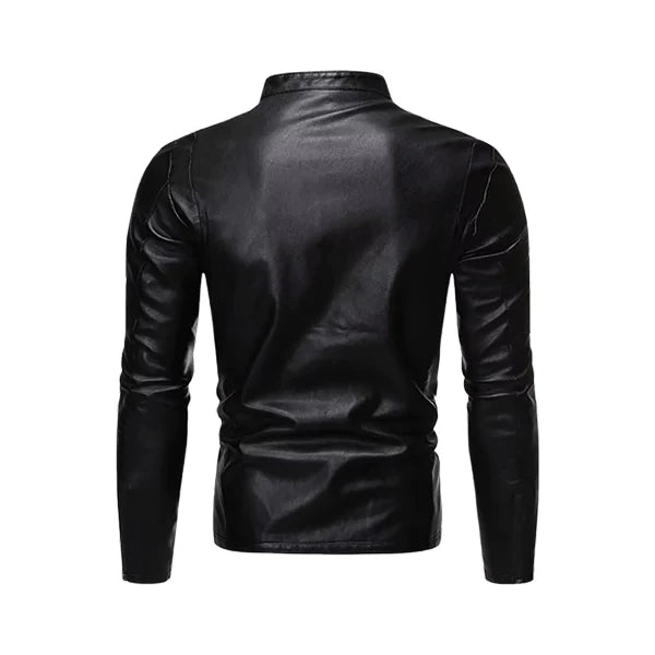 Men’s Stylish Lapel Biker Leather Jacket