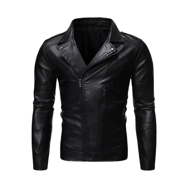 Men’s Stylish Lapel Biker Leather Jacket