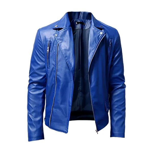 Men’s Turn Down Collar Moto Leather Jacket