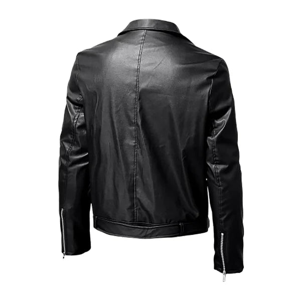 Men’s Turn Down Collar Moto Leather Jacket