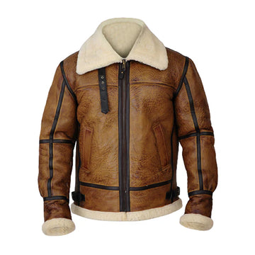 Men’s Classic Aviator Brown Shearling Leather Jacket