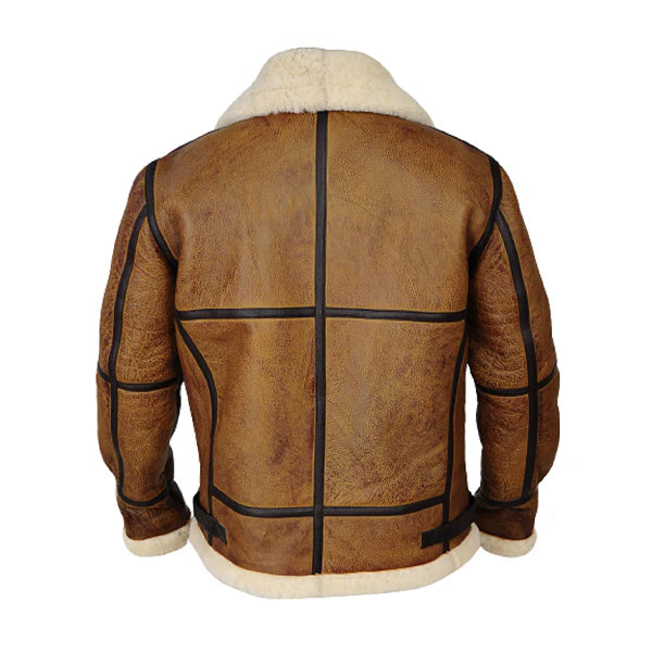 Men’s Classic Aviator Brown Shearling Leather Jacket