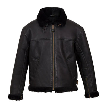 Men’s Black Aviator Shearling Leather Jacket
