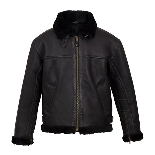 Men’s Black Aviator Shearling Leather Jacket