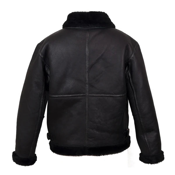 Men’s Black Aviator Shearling Leather Jacket