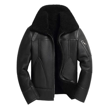 Men’s Stylish Shearling Genuine Leather Jacket