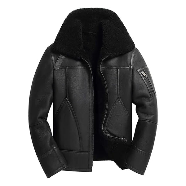 Men’s Stylish Shearling Genuine Leather Jacket