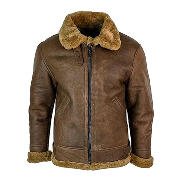 Men’s Retro Vintage Shearling Leather Jacket