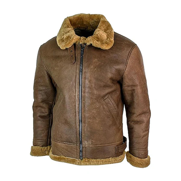 Men’s Retro Vintage Shearling Leather Jacket