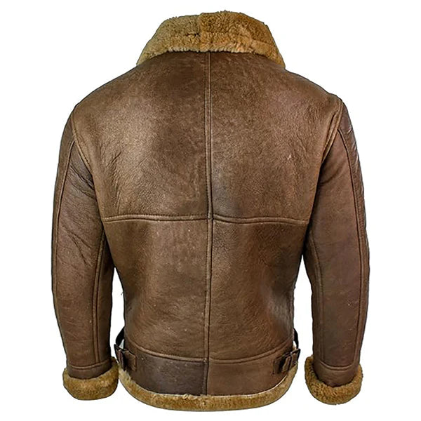 Men’s Retro Vintage Shearling Leather Jacket