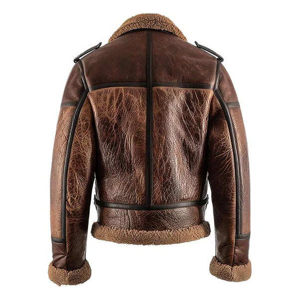 Men’s Distressed Brown Shearling Leather Jacket