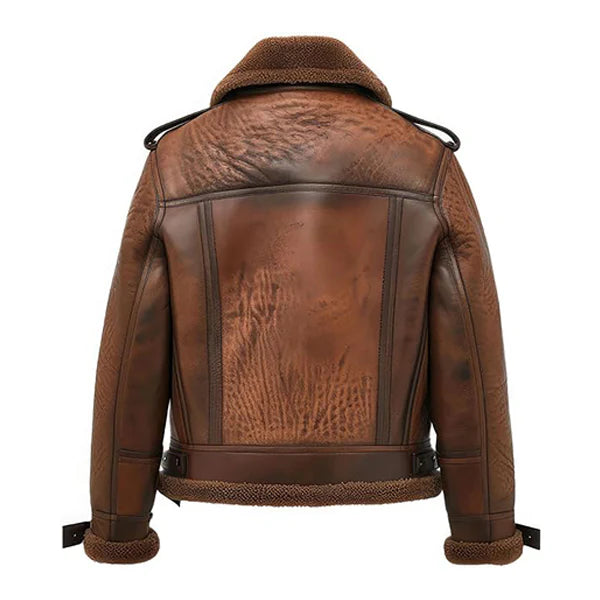 Men’s Vintage Aviator Brown Shearling Leather Jacket