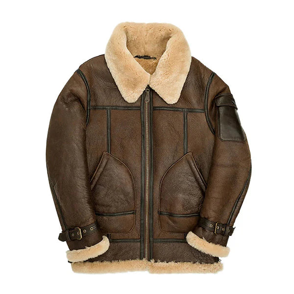 Men’s Dark Brown Aviator Shearling Jacket