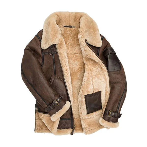 Men’s Dark Brown Aviator Shearling Jacket