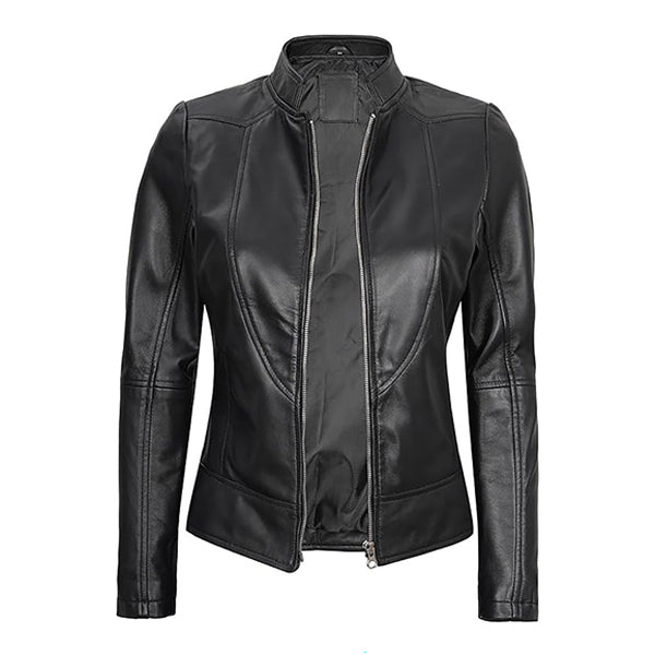 Women's Slim Fit Moto Genuine Leather Jacket