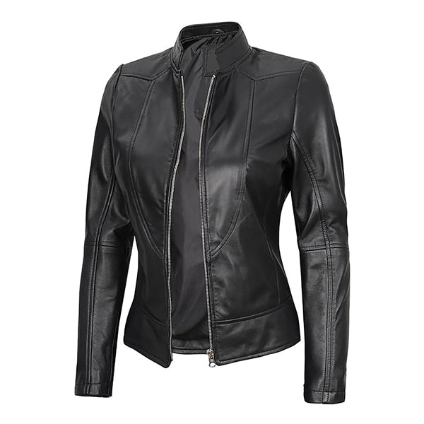 Women's Slim Fit Moto Genuine Leather Jacket
