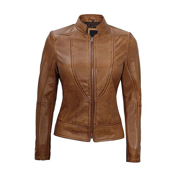 Women's Slim Fit Moto Genuine Leather Jacket