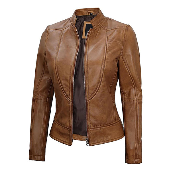 Women's Slim Fit Moto Genuine Leather Jacket