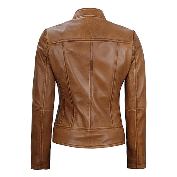 Women's Slim Fit Moto Genuine Leather Jacket