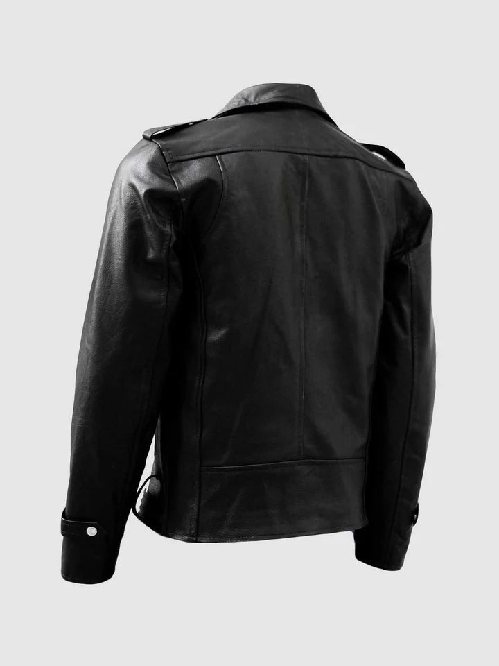 Men’s Classic Black Leather Biker Jacket