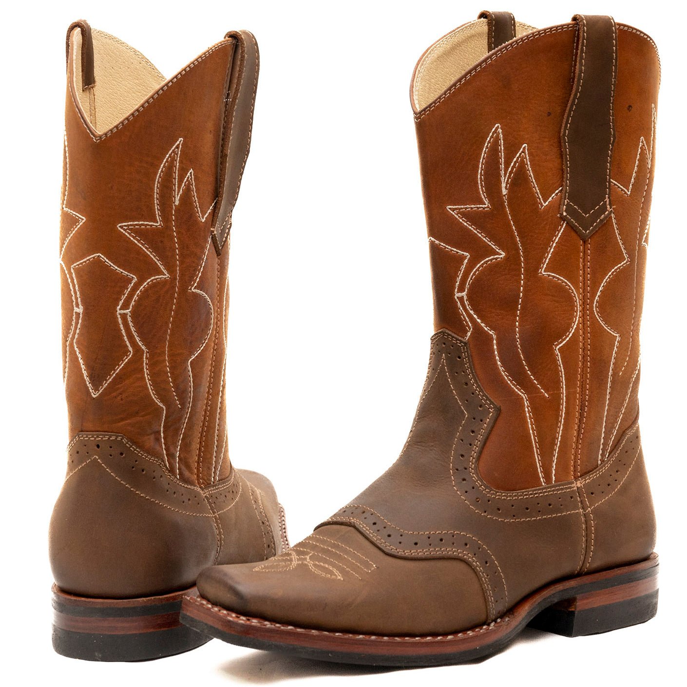 Square Toe Perforated Cowboy Boots | Ventilated Western Boots